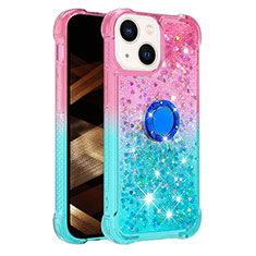 Coque Silicone Housse Etui Gel Bling-Bling avec Support Bague Anneau S02 pour Apple iPhone 13 Rose