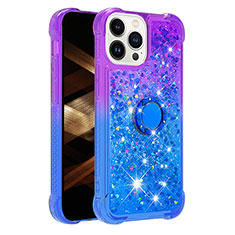 Coque Silicone Housse Etui Gel Bling-Bling avec Support Bague Anneau S02 pour Apple iPhone 16 Pro Max Violet