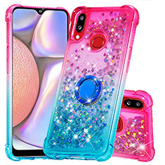 Coque Silicone Housse Etui Gel Bling-Bling avec Support Bague Anneau S02 pour Samsung Galaxy A10s Rose