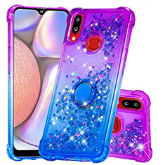 Coque Silicone Housse Etui Gel Bling-Bling avec Support Bague Anneau S02 pour Samsung Galaxy A10s Violet