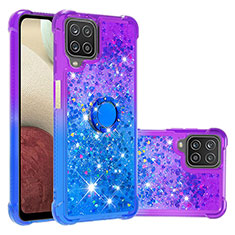 Coque Silicone Housse Etui Gel Bling-Bling avec Support Bague Anneau S02 pour Samsung Galaxy A12 5G Violet