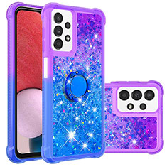 Coque Silicone Housse Etui Gel Bling-Bling avec Support Bague Anneau S02 pour Samsung Galaxy A13 4G Violet