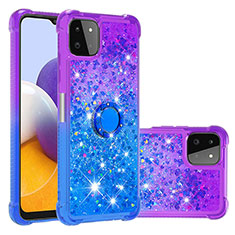 Coque Silicone Housse Etui Gel Bling-Bling avec Support Bague Anneau S02 pour Samsung Galaxy A22 5G Violet