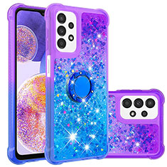 Coque Silicone Housse Etui Gel Bling-Bling avec Support Bague Anneau S02 pour Samsung Galaxy A23 4G Violet