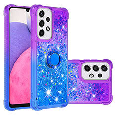 Coque Silicone Housse Etui Gel Bling-Bling avec Support Bague Anneau S02 pour Samsung Galaxy A33 5G Violet