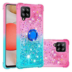 Coque Silicone Housse Etui Gel Bling-Bling avec Support Bague Anneau S02 pour Samsung Galaxy A42 5G Rose