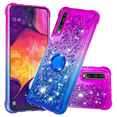 Coque Silicone Housse Etui Gel Bling-Bling avec Support Bague Anneau S02 pour Samsung Galaxy A50S Violet