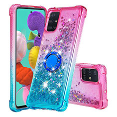 Coque Silicone Housse Etui Gel Bling-Bling avec Support Bague Anneau S02 pour Samsung Galaxy A51 5G Rose