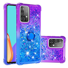 Coque Silicone Housse Etui Gel Bling-Bling avec Support Bague Anneau S02 pour Samsung Galaxy A52 5G Violet