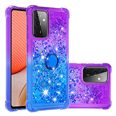 Coque Silicone Housse Etui Gel Bling-Bling avec Support Bague Anneau S02 pour Samsung Galaxy A72 4G Violet