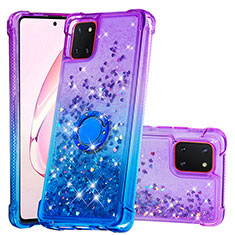 Coque Silicone Housse Etui Gel Bling-Bling avec Support Bague Anneau S02 pour Samsung Galaxy A81 Violet