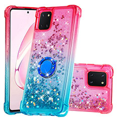 Coque Silicone Housse Etui Gel Bling-Bling avec Support Bague Anneau S02 pour Samsung Galaxy M60s Rose