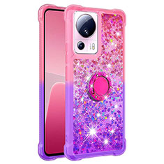 Coque Silicone Housse Etui Gel Bling-Bling avec Support Bague Anneau S02 pour Xiaomi Civi 2 5G Rose Rouge