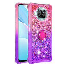 Coque Silicone Housse Etui Gel Bling-Bling avec Support Bague Anneau S02 pour Xiaomi Mi 10i 5G Rose Rouge