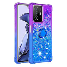 Coque Silicone Housse Etui Gel Bling-Bling avec Support Bague Anneau S02 pour Xiaomi Mi 11T 5G Violet