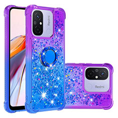 Coque Silicone Housse Etui Gel Bling-Bling avec Support Bague Anneau S02 pour Xiaomi Poco C55 Violet