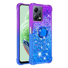 Coque Silicone Housse Etui Gel Bling-Bling avec Support Bague Anneau S02 pour Xiaomi Poco X5 5G Violet