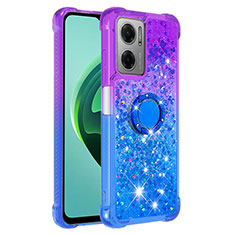 Coque Silicone Housse Etui Gel Bling-Bling avec Support Bague Anneau S02 pour Xiaomi Redmi 10 5G Violet