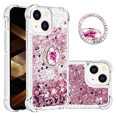 Coque Silicone Housse Etui Gel Bling-Bling avec Support Bague Anneau S03 pour Apple iPhone 13 Violet Clair