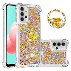 Coque Silicone Housse Etui Gel Bling-Bling avec Support Bague Anneau S03 pour Samsung Galaxy A32 4G Or