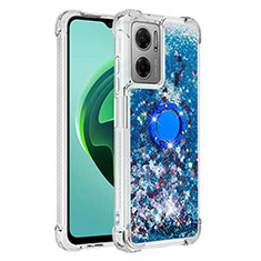 Coque Silicone Housse Etui Gel Bling-Bling avec Support Bague Anneau S03 pour Xiaomi Redmi 10 5G Bleu