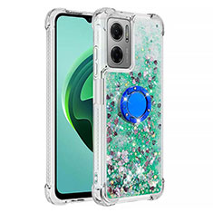 Coque Silicone Housse Etui Gel Bling-Bling avec Support Bague Anneau S03 pour Xiaomi Redmi 10 5G Vert