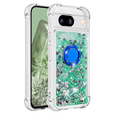 Coque Silicone Housse Etui Gel Bling-Bling avec Support Bague Anneau YB1 pour Google Pixel 8a 5G Vert