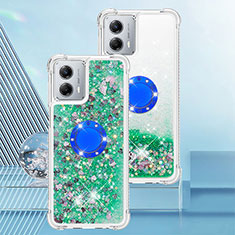 Coque Silicone Housse Etui Gel Bling-Bling avec Support Bague Anneau YB1 pour Motorola Moto G 5G (2023) Vert