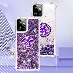 Coque Silicone Housse Etui Gel Bling-Bling avec Support Bague Anneau YB1 pour Motorola Moto G Power 5G (2023) Violet