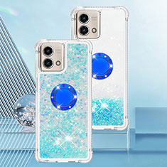 Coque Silicone Housse Etui Gel Bling-Bling avec Support Bague Anneau YB1 pour Motorola Moto G Stylus (2023) 5G Bleu Ciel