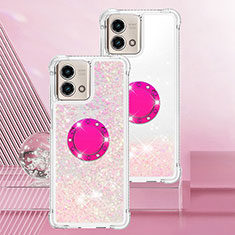 Coque Silicone Housse Etui Gel Bling-Bling avec Support Bague Anneau YB1 pour Motorola Moto G Stylus (2023) 5G Rose