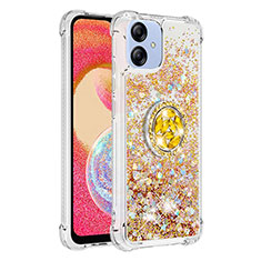 Coque Silicone Housse Etui Gel Bling-Bling avec Support Bague Anneau YB1 pour Samsung Galaxy A04 4G Or