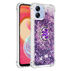 Coque Silicone Housse Etui Gel Bling-Bling avec Support Bague Anneau YB1 pour Samsung Galaxy A04 4G Violet