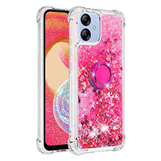 Coque Silicone Housse Etui Gel Bling-Bling avec Support Bague Anneau YB1 pour Samsung Galaxy A04E Rose Rouge