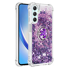 Coque Silicone Housse Etui Gel Bling-Bling avec Support Bague Anneau YB1 pour Samsung Galaxy A24 4G Violet