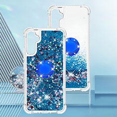 Coque Silicone Housse Etui Gel Bling-Bling avec Support Bague Anneau YB1 pour Samsung Galaxy A34 5G Bleu