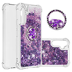 Coque Silicone Housse Etui Gel Bling-Bling avec Support Bague Anneau YB1 pour Samsung Galaxy A34 5G Violet