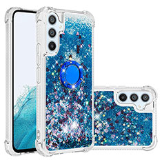 Coque Silicone Housse Etui Gel Bling-Bling avec Support Bague Anneau YB1 pour Samsung Galaxy A54 5G Bleu