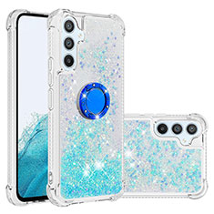 Coque Silicone Housse Etui Gel Bling-Bling avec Support Bague Anneau YB1 pour Samsung Galaxy A54 5G Bleu Ciel