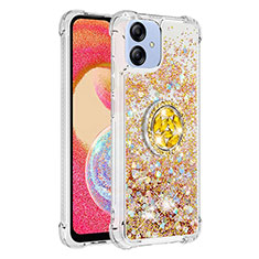 Coque Silicone Housse Etui Gel Bling-Bling avec Support Bague Anneau YB1 pour Samsung Galaxy F04 Or