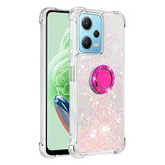 Coque Silicone Housse Etui Gel Bling-Bling avec Support Bague Anneau YB1 pour Xiaomi Redmi Note 12 5G Rose