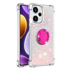 Coque Silicone Housse Etui Gel Bling-Bling avec Support Bague Anneau YB1 pour Xiaomi Redmi Note 12 Turbo 5G Rose