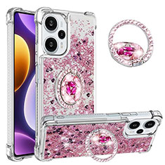 Coque Silicone Housse Etui Gel Bling-Bling avec Support Bague Anneau YB1 pour Xiaomi Redmi Note 12 Turbo 5G Rouge