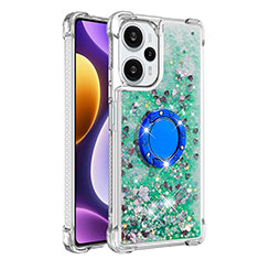 Coque Silicone Housse Etui Gel Bling-Bling avec Support Bague Anneau YB1 pour Xiaomi Redmi Note 12 Turbo 5G Vert