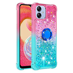 Coque Silicone Housse Etui Gel Bling-Bling avec Support Bague Anneau YB2 pour Samsung Galaxy M04 Rose