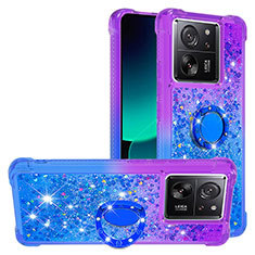 Coque Silicone Housse Etui Gel Bling-Bling avec Support Bague Anneau YB2 pour Xiaomi Mi 13T 5G Violet