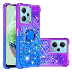 Coque Silicone Housse Etui Gel Bling-Bling avec Support Bague Anneau YB2 pour Xiaomi Redmi Note 12 5G Violet