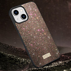 Coque Silicone Housse Etui Gel Bling-Bling LD1 pour Apple iPhone 15 Marron