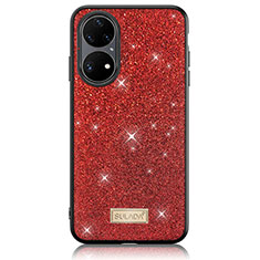 Coque Silicone Housse Etui Gel Bling-Bling LD1 pour Huawei P50 Rouge