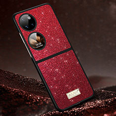 Coque Silicone Housse Etui Gel Bling-Bling LD1 pour Huawei Pocket S Rouge